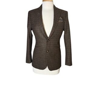 Indochino Tweed Wool Stretch Light Brown Suit Women’s Size Small